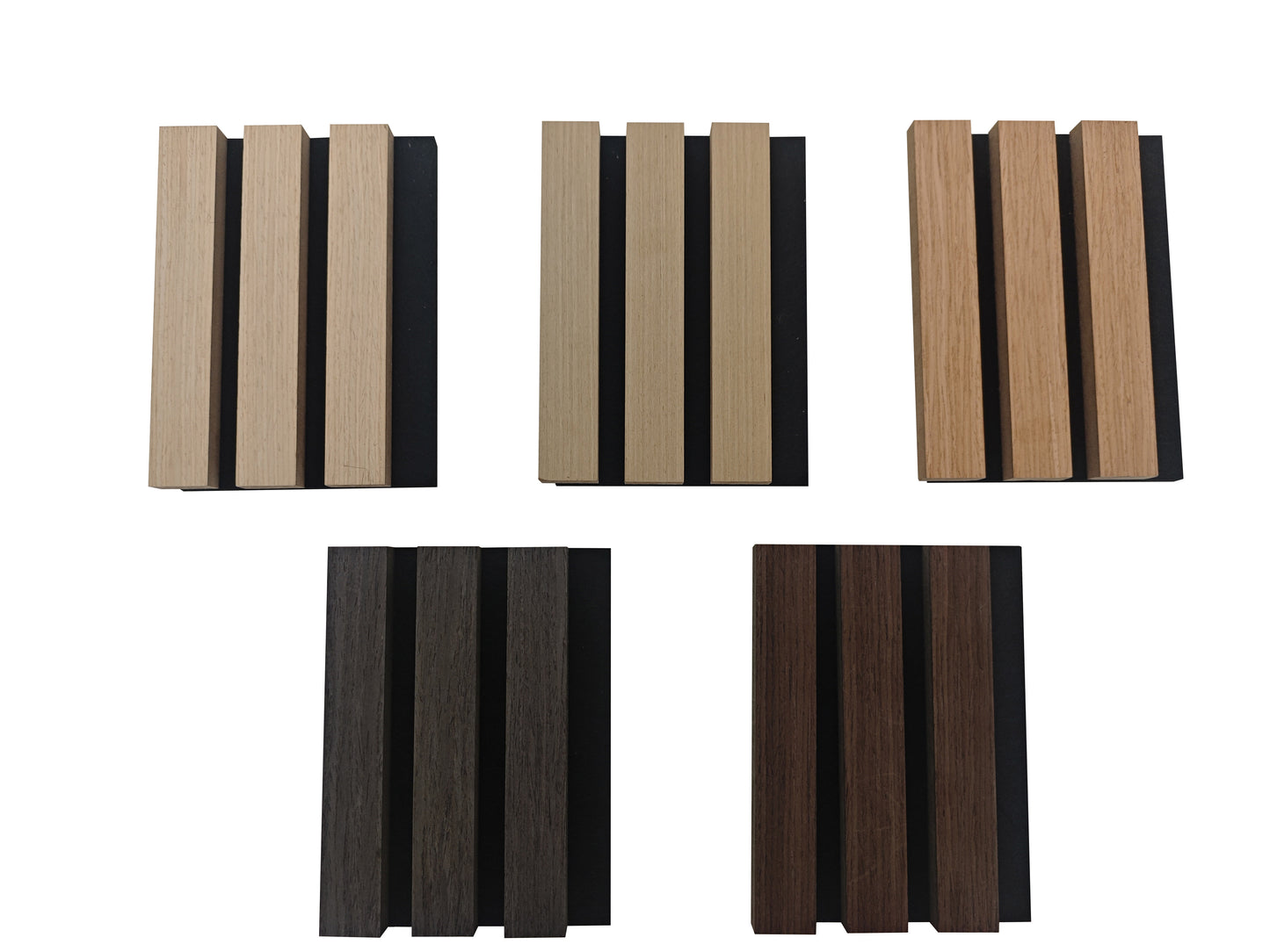 Set di 4 pannelli decorativi fonoassorbenti in legno MDF, 60 cm × 60 cm, Sp 21 mm, Color rovere chiaro/scuro
