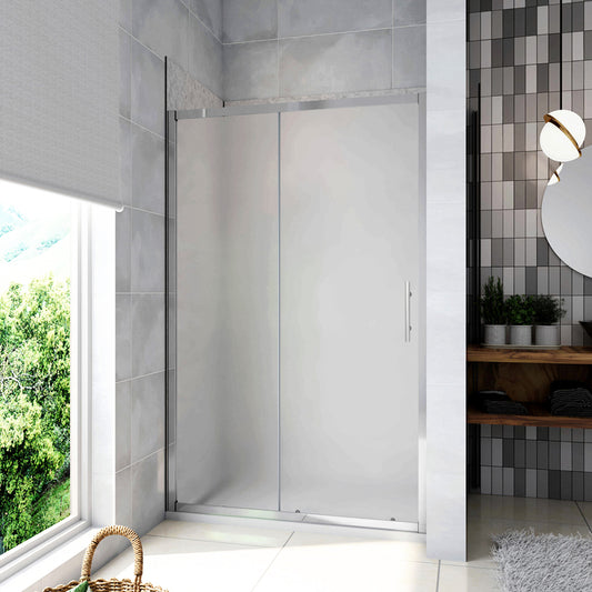 185cm Porta Doccia Per Nicchia Anta Scorrevole Ingresso Laterale In Vetro Temperato 5mm Satinato Opaco