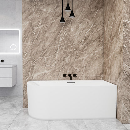 Vasca a Isola Angolare Asimmetrica SINISTRA/DESTRO 165x75x60 cm /180×80x60 cm Bianco Vasca da Bagno Semi-Freestanding in Acrilico