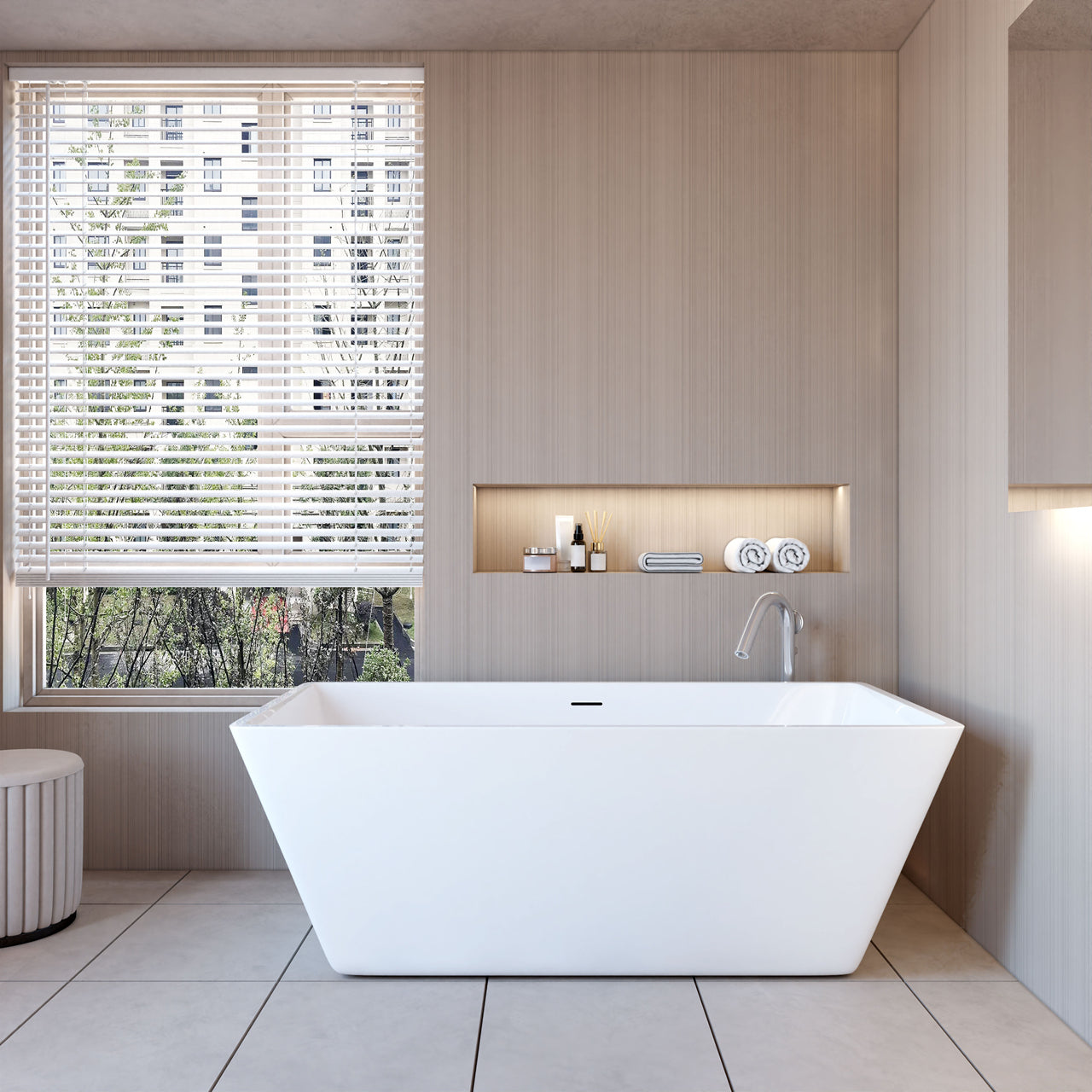 Vasca da Bagno a Isola 150x72x56/170x80x58 cm Vasca da Bagno Freestanding in Acrilico Bianco Rettangolare
