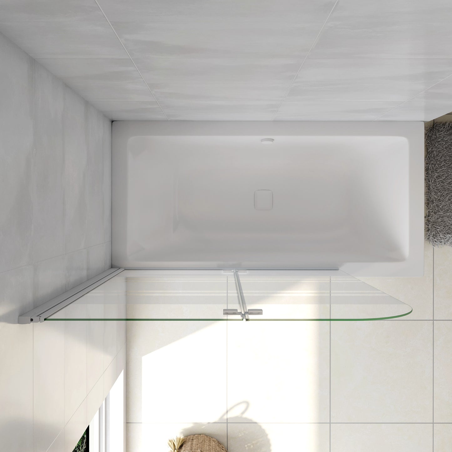 Aica 140 cm Sopravasca da Bagno Due Ante Mobili verso Sinistro/Destro Vetro 6mm Temperato Anticalcare Fascie Centrali in Serigrafato Bianco Opaco