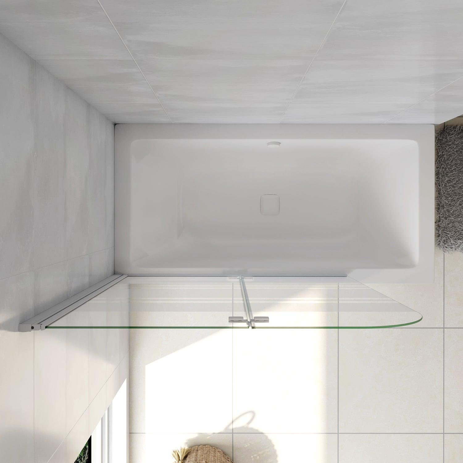 Aica 140 cm Sopravasca da Bagno Due Ante Mobili verso Sinistro/Destro Vetro 6mm Temperato Anticalcare Fascie Centrali in Serigrafato Bianco Opaco