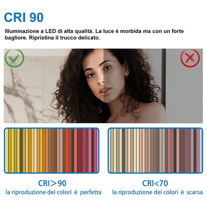 AICA Specchio a figura intera e LED, Rettangolare 160×50cm, Tocco intelligente, 3 temperature colore regolabili