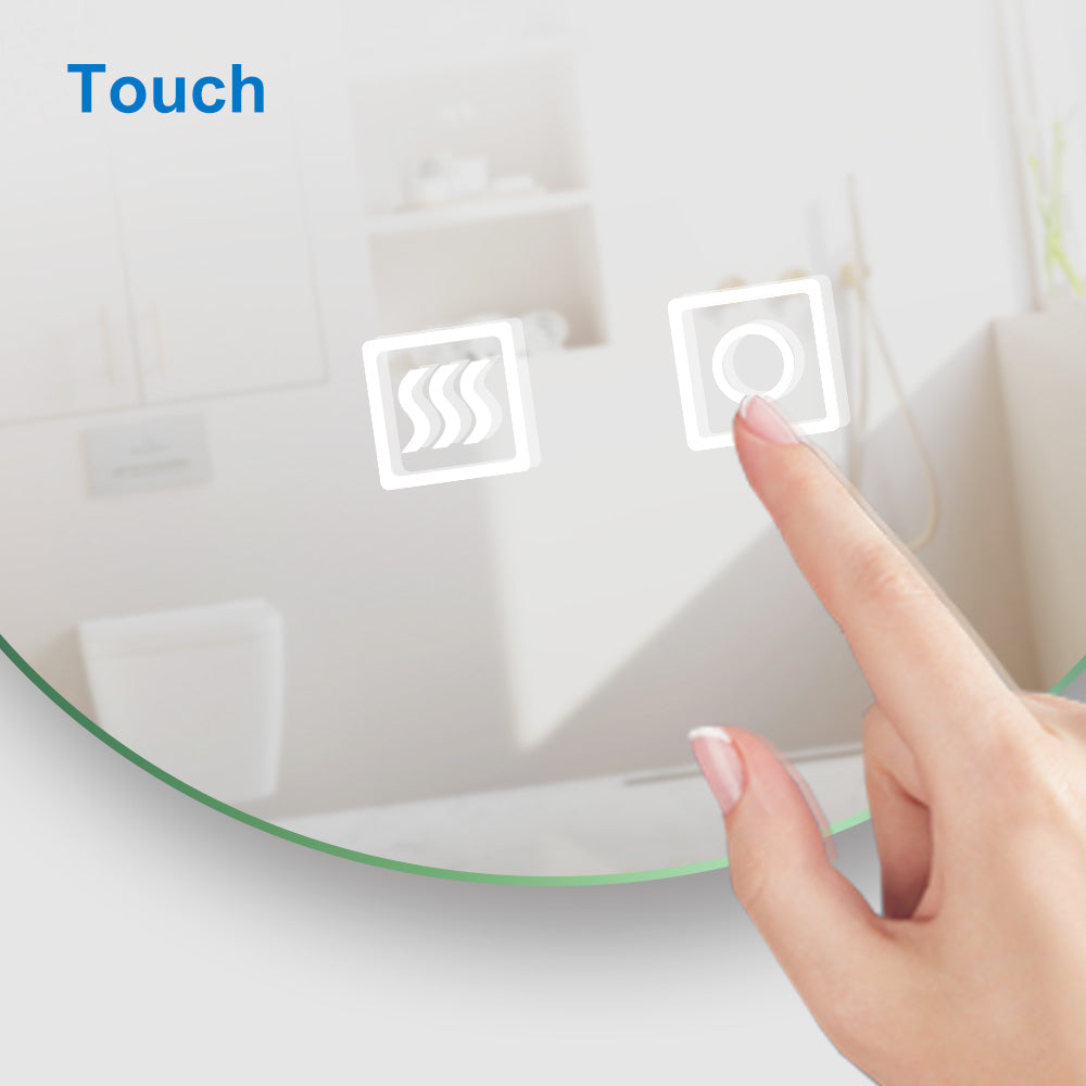 Aica Specchio Rotondo Bagno Led 60/70/80cm Due interruttori a sfioramento, 3 Temperature di Colore con Antiappannamento, Retroilluminato
