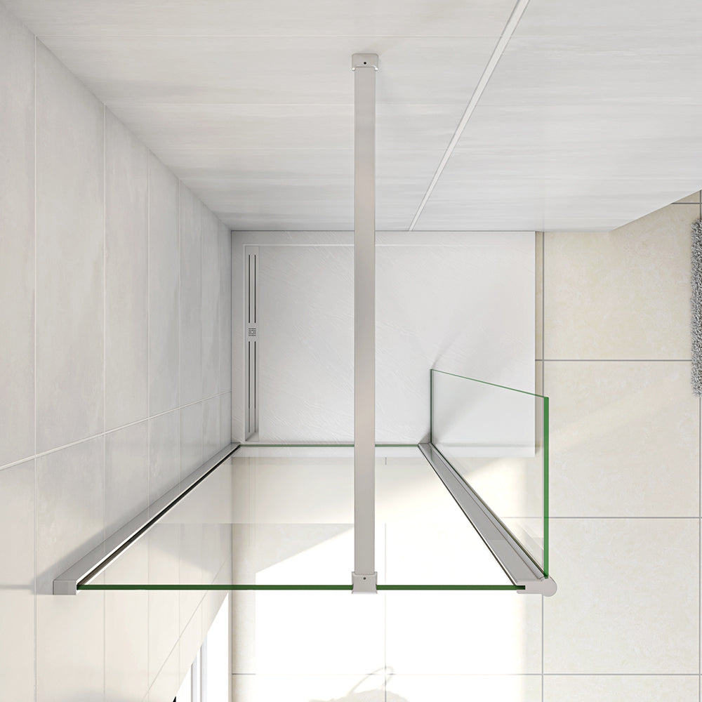 Walk in Doccia Due Pareti Vetro Temperato Anticalcare Fascia Opaca Centrale ANTI FRANTUMI Barra Stabilizzatrice Cromo Lucido