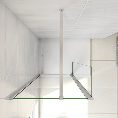 Walk in Doccia Due Pareti Vetro Temperato Anticalcare Fascia Opaca Centrale ANTI FRANTUMI Barra Stabilizzatrice Cromo Lucido