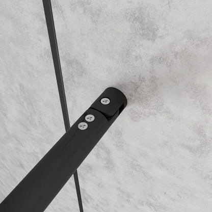 Doccia Walk In Parete Fissa Vetro Temperato 8mm Anticalcare 90-120 x200cm Semitrasparente Riquadri Nero Serigrafato Barra stabilizzatrice da 70-120cm circolare