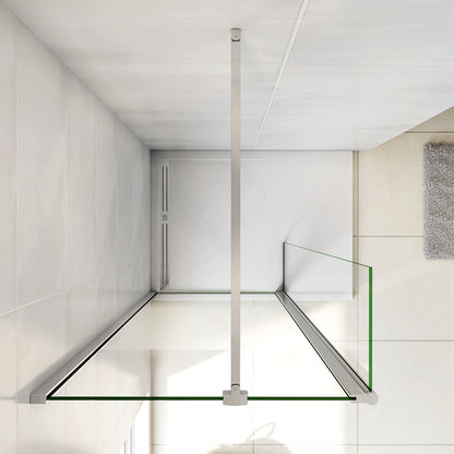 Walk in Doccia Due Pareti Vetro Anticalcare Fascia Opaca Centrale ANTI FRANTUMI Barra Stabilizzatrice