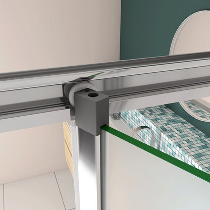 185cm Box Doccia per Nicchia Porta a Soffietto Vetro Temperato 5mm Satinato Opaco Profilo Cromato Lucido