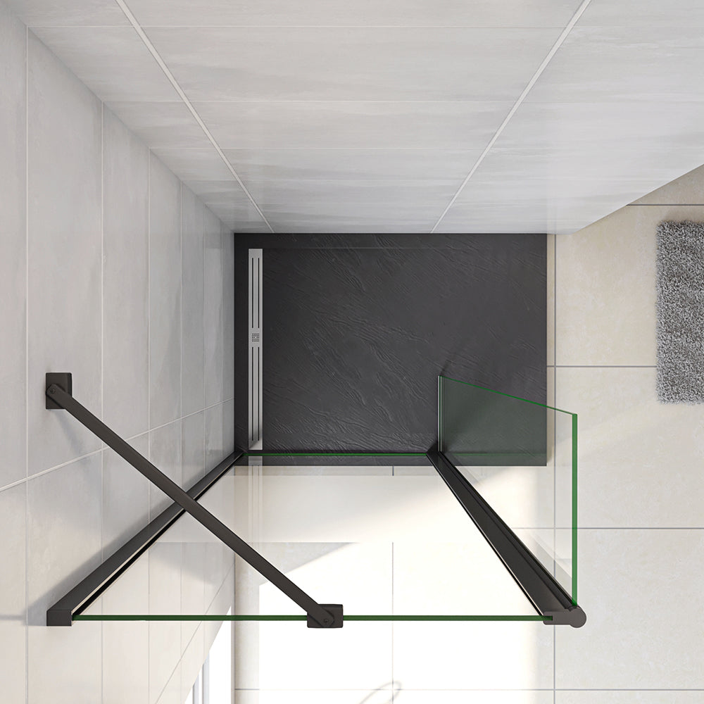 Walk in Doccia Due Pareti Vetro Anticalcare Fascia Opaca Centrale ANTI FRANTUMI Barra Stabilizzatrice
