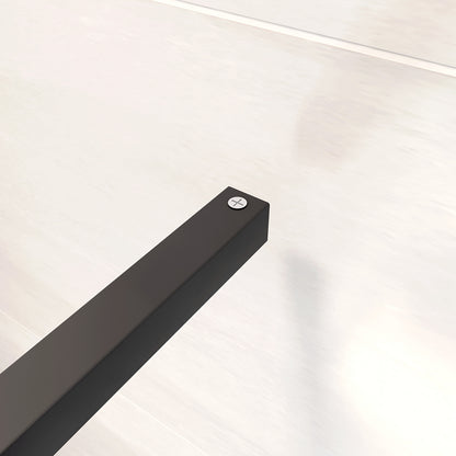Walk in Doccia Due Pareti Vetro 8mm Temperato Anticalcare Antifrantumi Fascia Opaca Barra Stabilizzatrice 90cm Nera Opaca