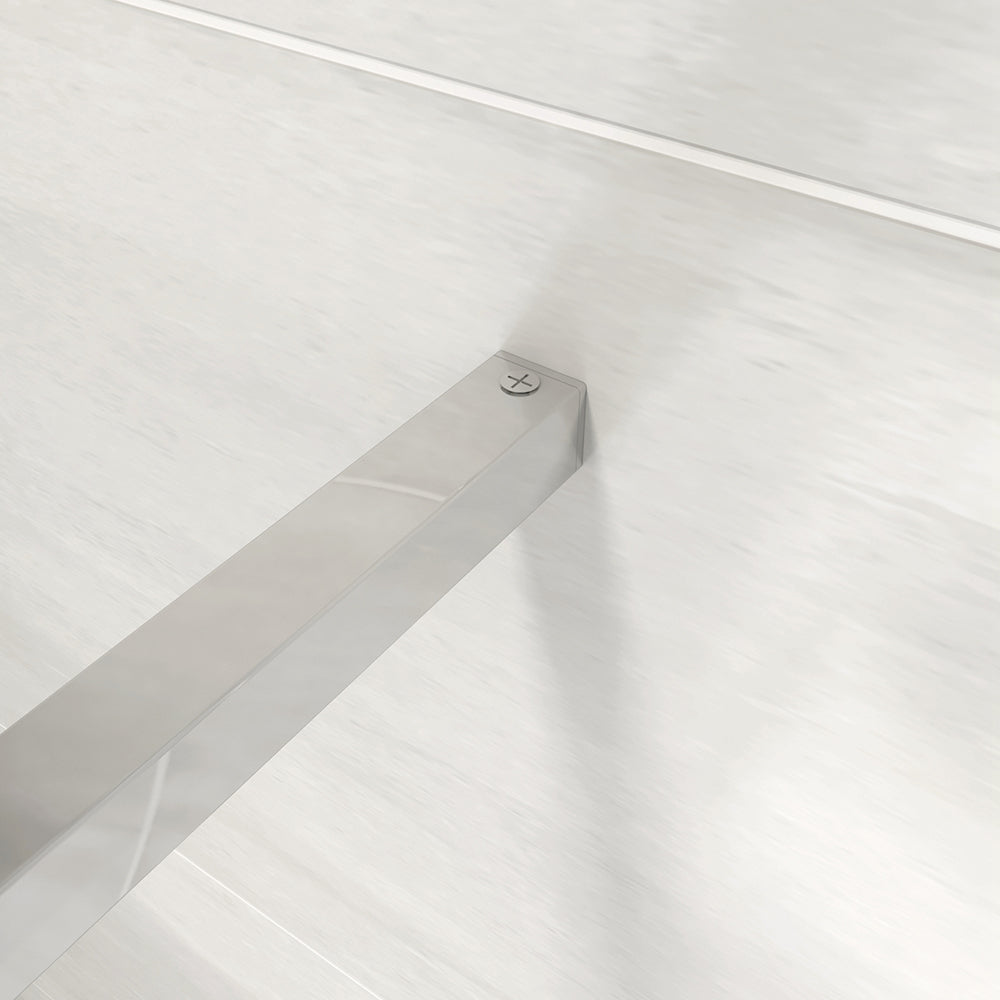 Walk in Doccia Due Pareti Vetro 8 mm Temperato Anticalcare Fascia Opaca Centrale ANTI FRANTUMI Barra Stabilizzatrice Cromo Lucido