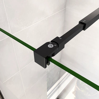 Walk in Doccia Due Pareti Vetro 8mm Temperato Anticalcare Antifrantumi Fascia Opaca Barra Stabilizzatrice Nera Opaca