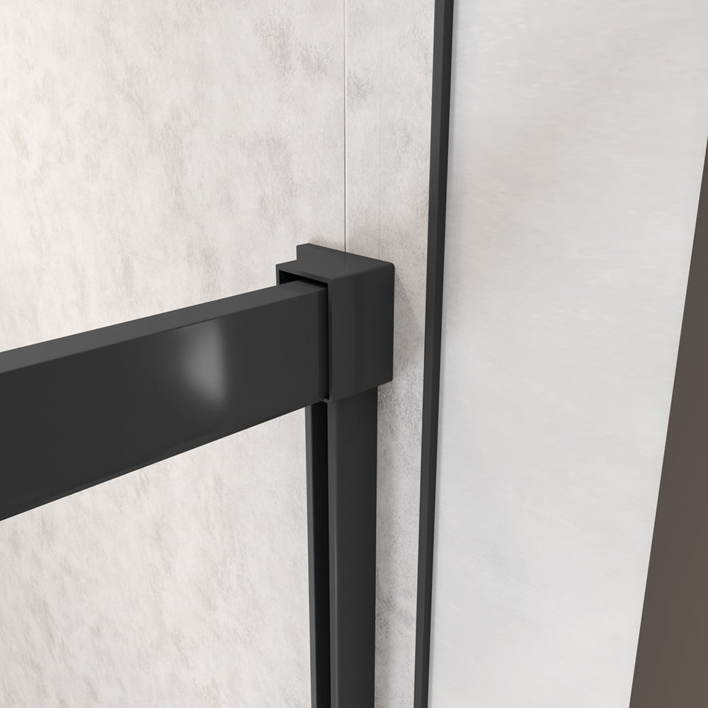 Box Doccia Per Nicchia Porta Scorrevole in Vetro 8mm Temperato Trasparente Anticalcare Profilo Nero Opaco Softclose