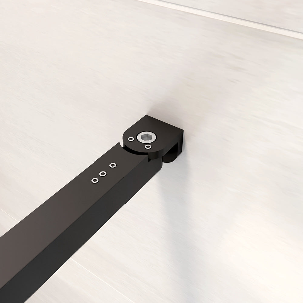Walk in Doccia Due Pareti Vetro 8mm Temperato Anticalcare Antifrantumi Fascia Opaca Barra Stabilizzatrice Nera Opaca