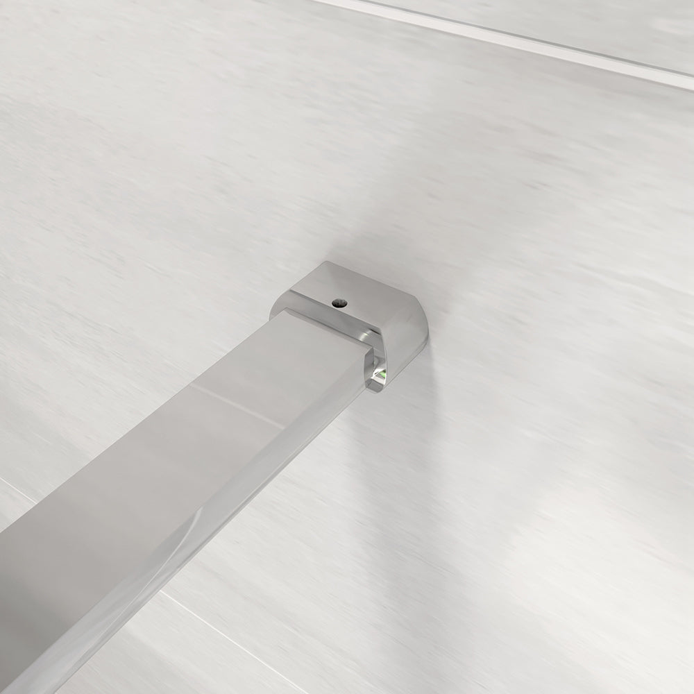 Walk in Doccia Due Pareti Vetro Temperato Anticalcare Fascia Opaca Centrale ANTI FRANTUMI Barra Stabilizzatrice Cromo Lucido