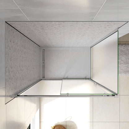 Box Doccia Angolare Porta Scorrevole con Parete Fissa Vetro Temperato 5mm Satinato Opaco H.185cm