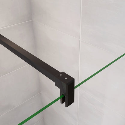 190cm Box Doccia Angolare Porta Battente Pieghevole con Parete Fissa in Vetro Temperato 5 mm Anticalcare Barra da 90 cm Nera Opaca Piatto Doccia incluso