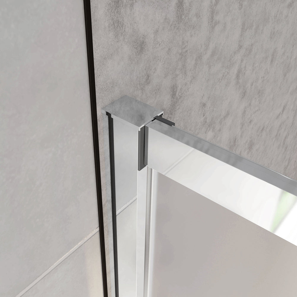 Box Doccia Angolare Porta Scorrevole con Parete Fissa Vetro Temperato 5mm Satinato Opaco H.185cm