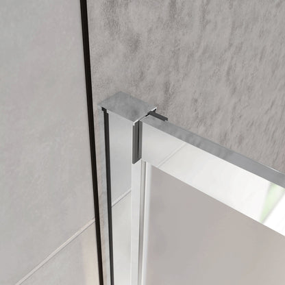 Box Doccia Angolare Porta Scorrevole con Parete Fissa Vetro Temperato 5mm Satinato Opaco H.185cm
