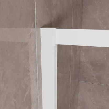 185 cm Box Doccia Angolare 70-80-90-100x70-80-90-100 cm Porte Scorrevoli Vetro Temperato 5 mm Anticalcare Fascie in Serigrafato Telaio Bianco Opaco
