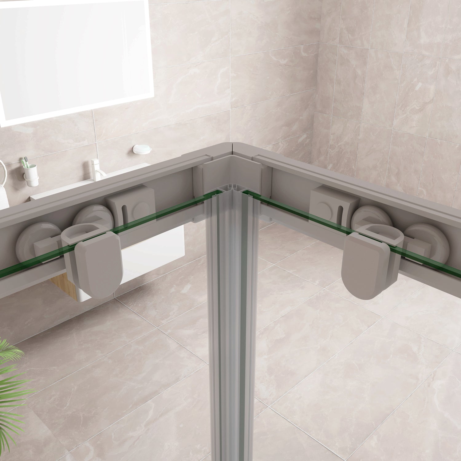 185 cm Box Doccia Angolare 70-80-90-100x70-80-90-100 cm Porte Scorrevoli Vetro Temperato 5 mm Anticalcare Fascie in Serigrafato Telaio Bianco Opaco