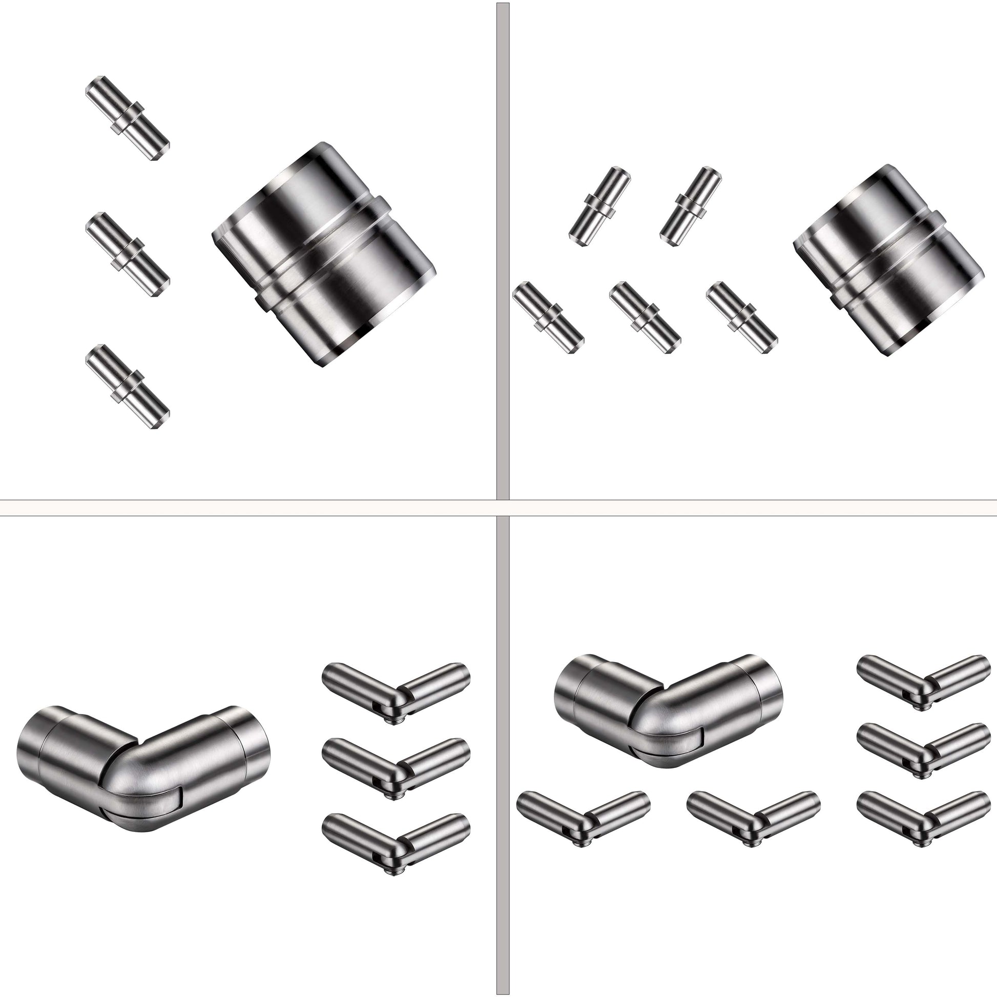 Kit Connettore Dritto/Angolo Regolabile per Ringhiere in Acciaio Inox Diametro 42.4 mm Configuratore per Corrimano per Ringhiere a 3/5 Traversi