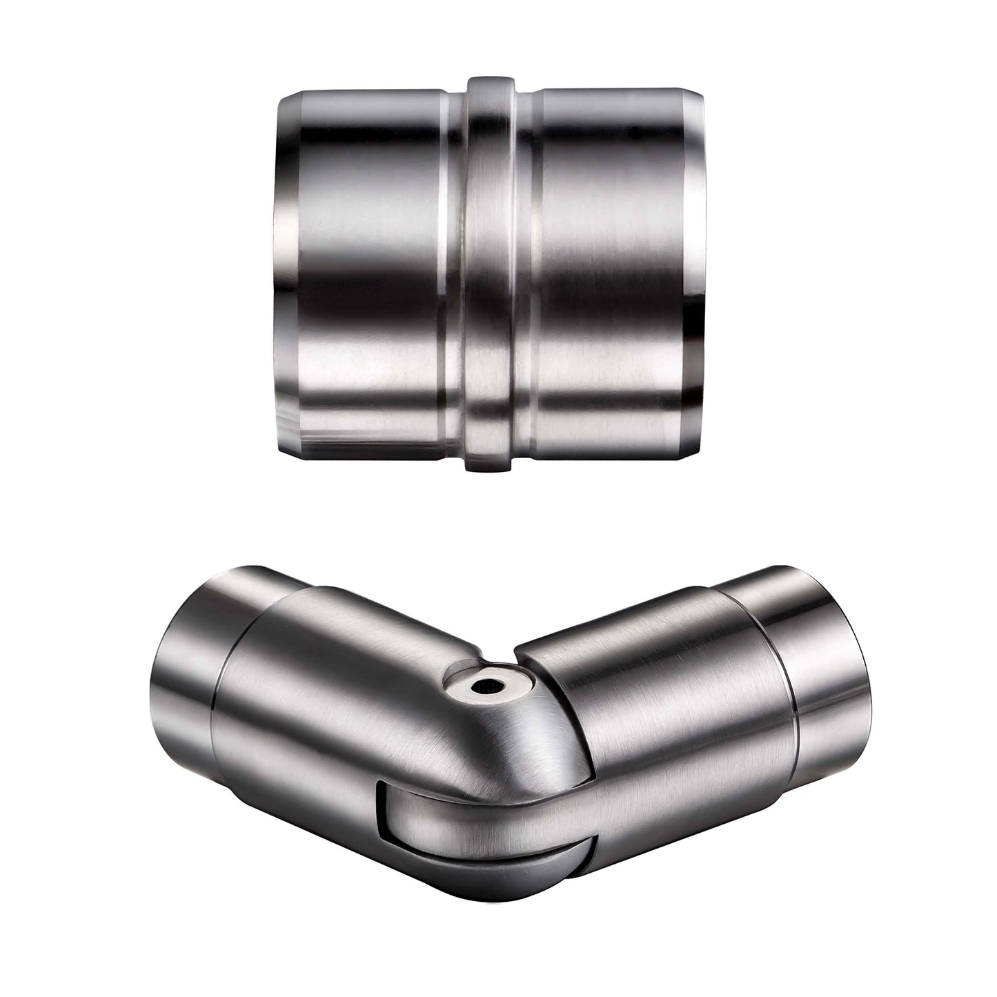 Connettore regolabile /Connettore dritto in acciaio inox 304 per corrimano Ø42.2/42.4mm parete#Argento spazzolato