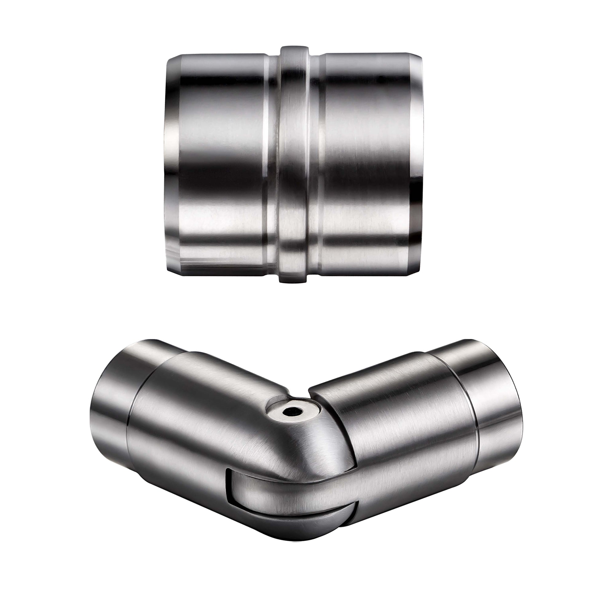 Connettore regolabile /Connettore dritto in acciaio inox 304 per corrimano Ø42.2/42.4mm parete#Argento spazzolato
