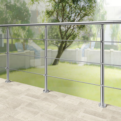 Ringhiera universale in acciaio inox 80-100-120-150-180-200-220-240 cm con 3 barre trasversali