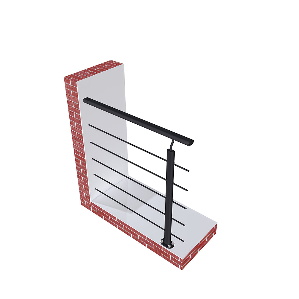 Ringhiera Balaustra in Alluminio Nero Opaco o Argento Opaco 100x100cm a Fissaggio a Pavimento, con supporto di collegamento a Parete Nero opaco - Consegna gratuita
