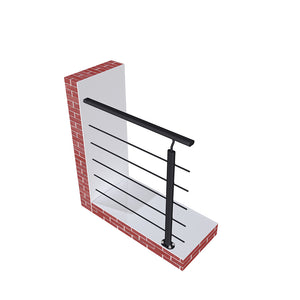 Ringhiera Balaustra in Alluminio Nero Opaco o Argento Opaco 100x100cm a Fissaggio a Pavimento, con supporto di collegamento a Parete Nero opaco