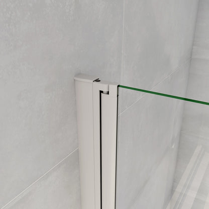 Aica 140 cm Sopravasca da Bagno Due Ante Mobili verso Sinistro/Destro Vetro 6mm Temperato Anticalcare Fascie Centrali in Serigrafato Bianco Opaco