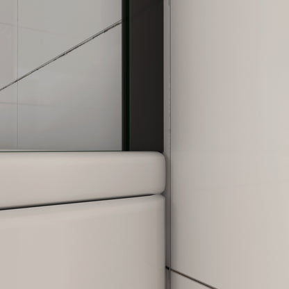 Parete Doccia Per Vasca 40-70x130 cm Sopravasca Walk in Vetro Temperato 5 mm Trasparente Anticalcare Telaio Nero Opaco