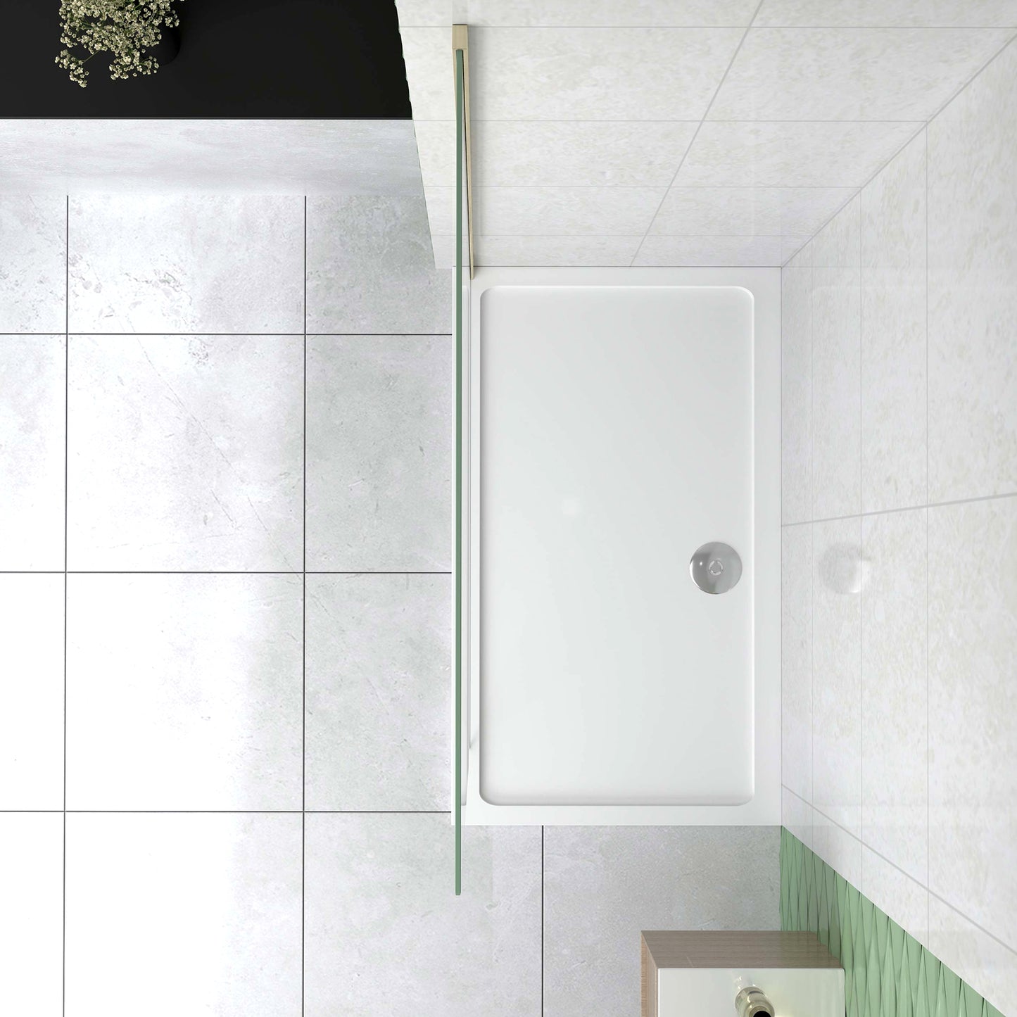 Box Doccia Walk In 40-120x200 cm Parete Fissa Vetro 8/10 mm Trasparente Anticalcare Oro Spazzolato