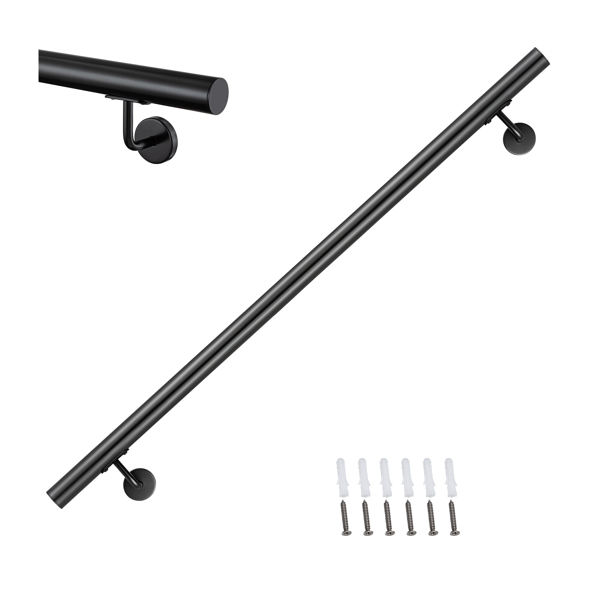 Corrimano Inox 304 nero opaco 80-100-120-150-180-200-220-240 cm per Scale Interne ed Esterne