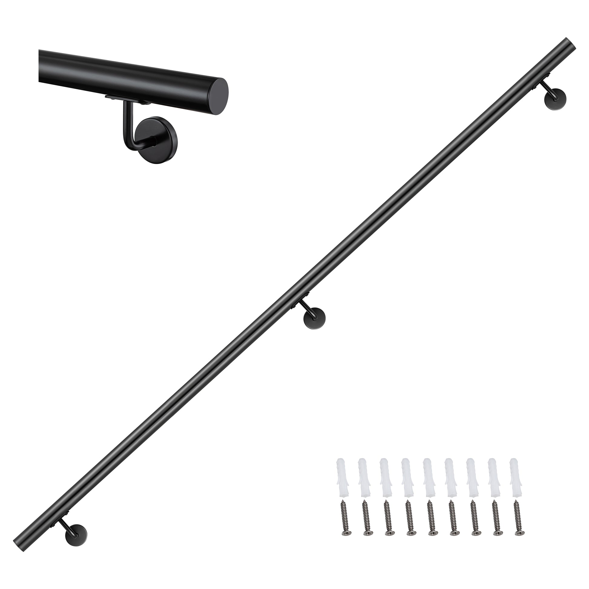 Corrimano Inox 304 nero opaco 80-100-120-150-180-200-220-240 cm per Scale Interne ed Esterne