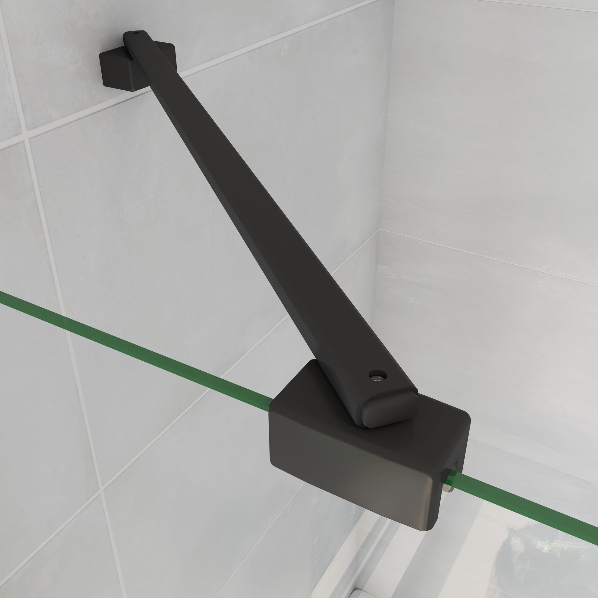 Parete Doccia Per Vasca 40-70x130 cm Sopravasca Walk in Vetro Temperato 5 mm Trasparente Anticalcare Barra Stabilizzatrice 45 cm Nero Opaco