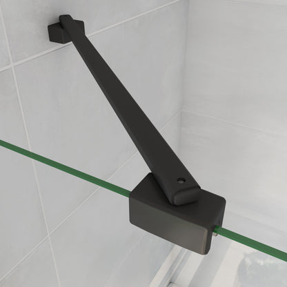 Parete Doccia Per Vasca 40-70x130 cm Sopravasca Walk in Vetro Temperato 5 mm Trasparente Anticalcare Barra Stabilizzatrice 45 cm Nero Opaco