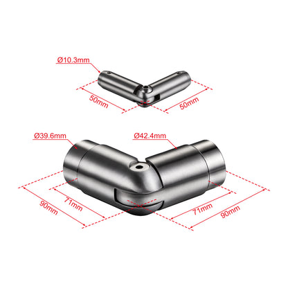 Kit Connettore Dritto/Angolo Regolabile per Ringhiere in Acciaio Inox Diametro 42.4 mm Configuratore per Corrimano per Ringhiere a 3/5 Traversi