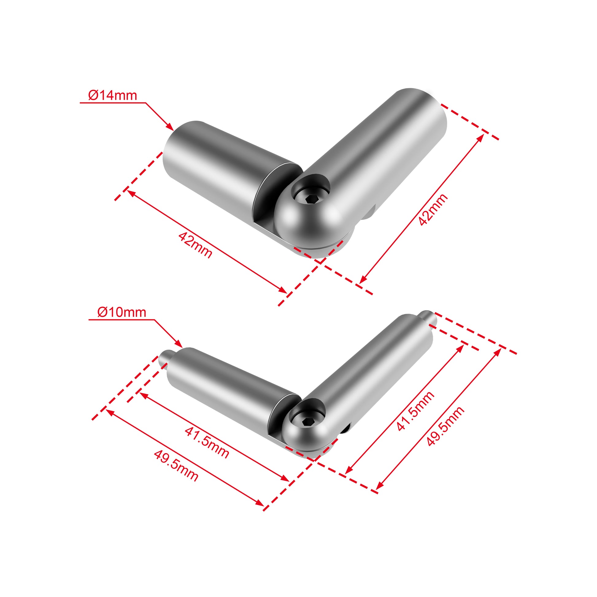 Kit Connettore Angolare Regolabile per Ringhiere in Alluminio, Nero Opaco / Argento Opaco#Argento Opaco