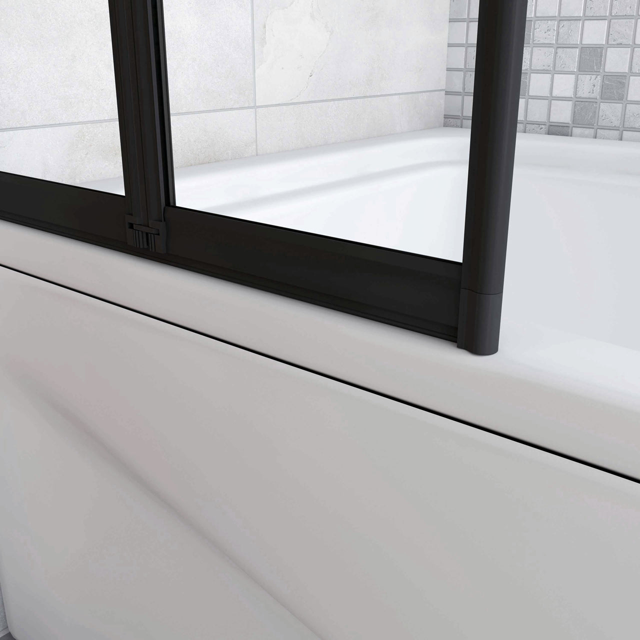 Sopravasca 90x140 cm Parete Doccia per Vasca 2 Antine Pieghevoli a Libro Vetro Temperato Trasparente Da 4 mm Profilo Nero Opaco