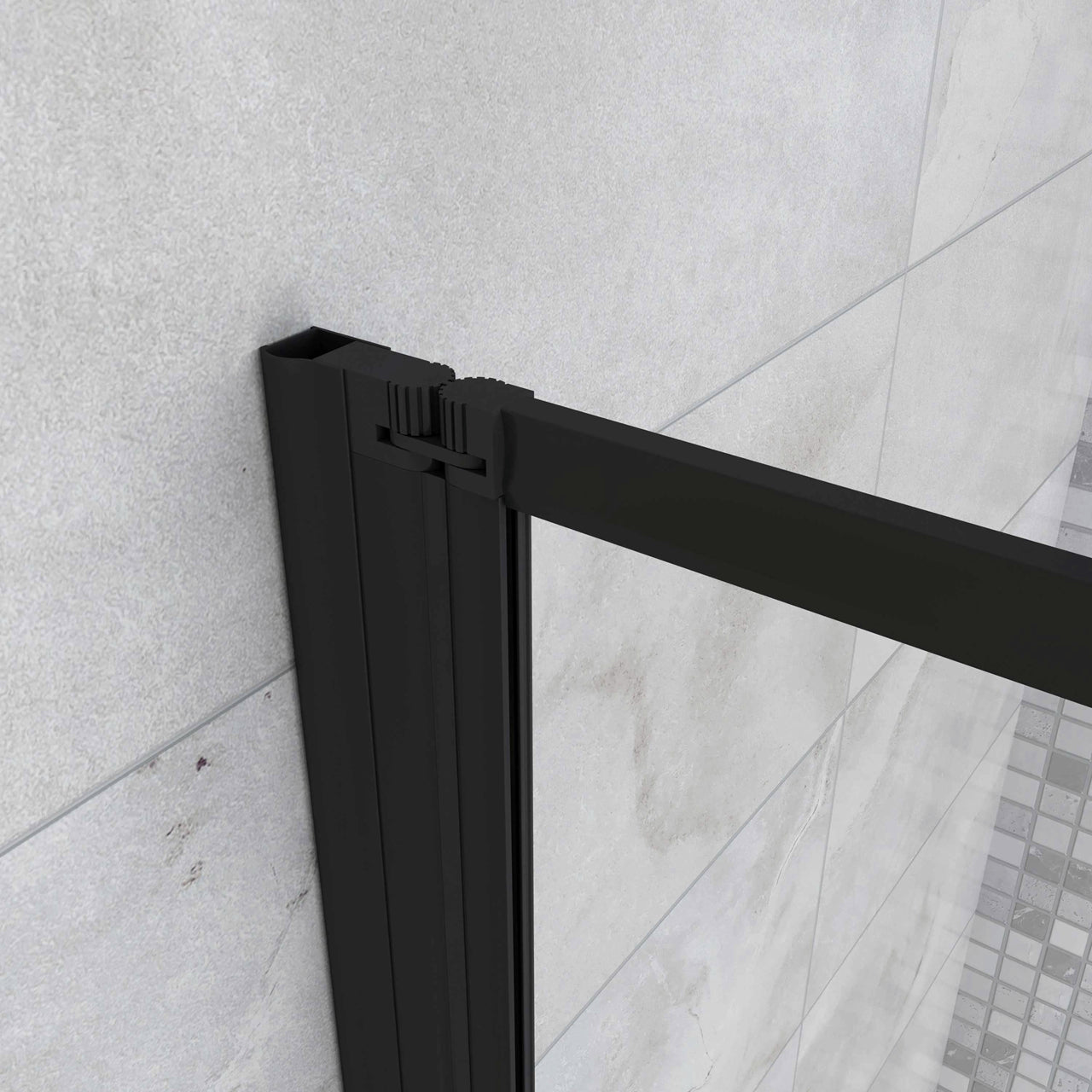 Sopravasca 90x140 cm Parete Doccia per Vasca 2 Antine Pieghevoli a Libro Vetro Temperato Trasparente Da 4 mm Profilo Nero Opaco