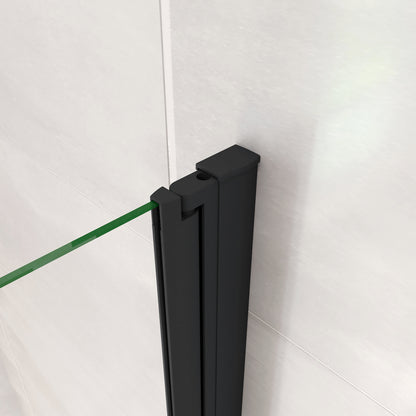 Parete Doccia Per Vasca da Bagno 130x140 cm 3 Ante Movibili Pieghevoli a Libro in Vetro Temperato 6 mm Trasparente Anticalcare Telaio Nero Opaco