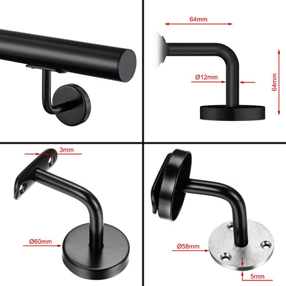 Corrimano Inox 304 nero opaco 80-100-120-150-180-200-220-240 cm per Scale Interne ed Esterne