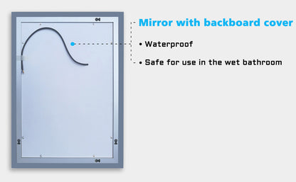 Aica 50X70cm Specchio Quadrato per Bagno Specchio Cosmetico per Interruttore Touch Control Anti-appannamento Bagno