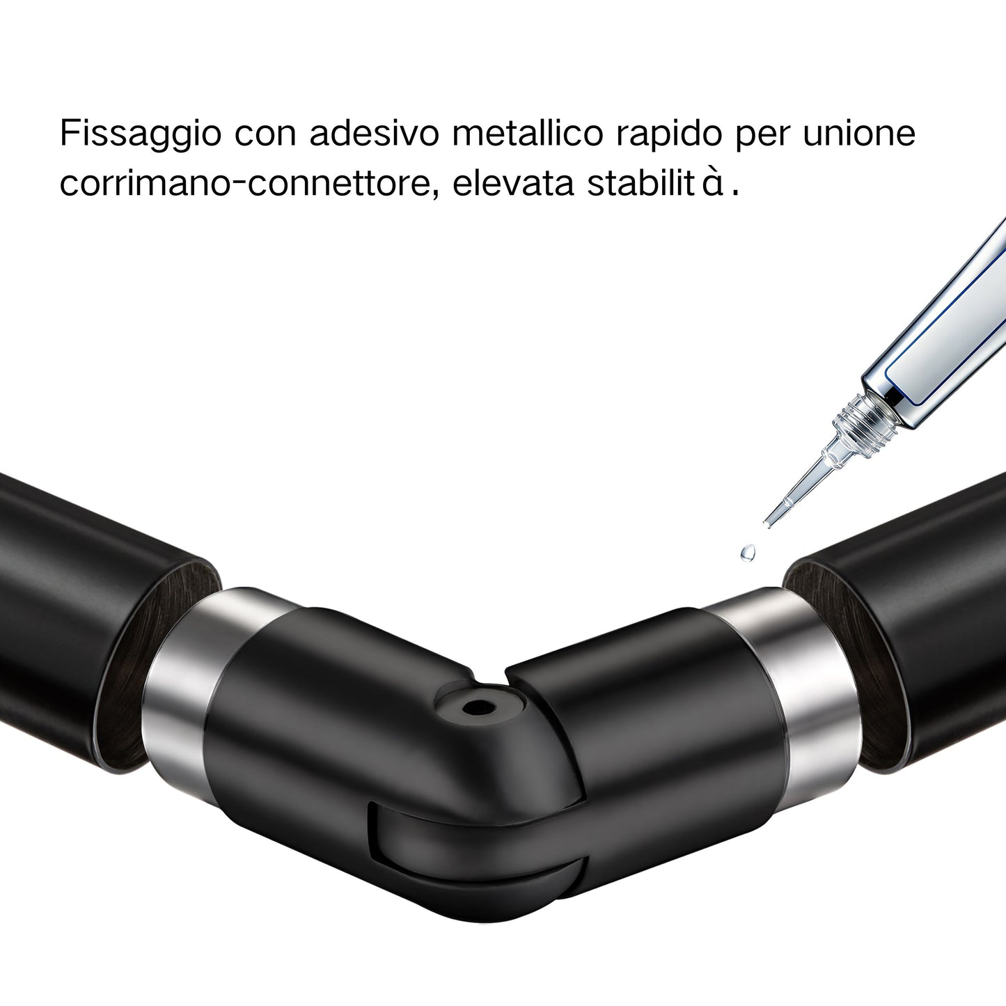 Connettore regolabile /Connettore dritto in acciaio inox 304 per corrimano Ø42.2/42.4mm parete#Black