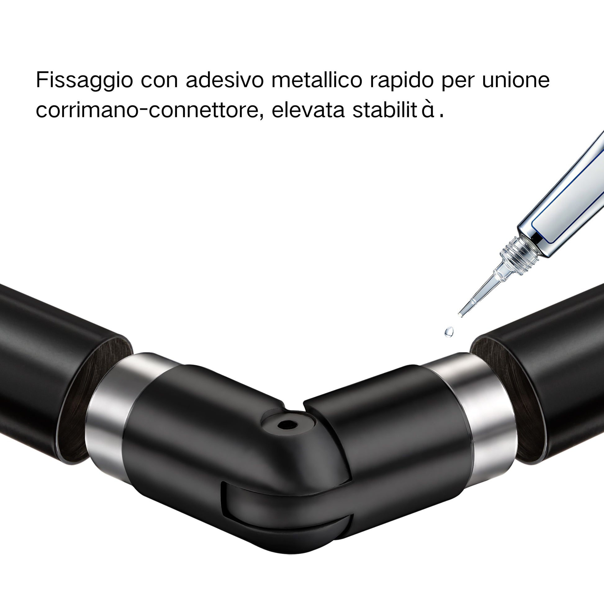 Connettore regolabile /Connettore dritto in acciaio inox 304 per corrimano Ø42.2/42.4mm parete#Black