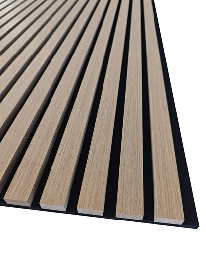 Set di 4 pannelli decorativi fonoassorbenti in legno MDF, 60 cm × 60 cm, Sp 21 mm, Color rovere chiaro/scuro#Color rovere scuro