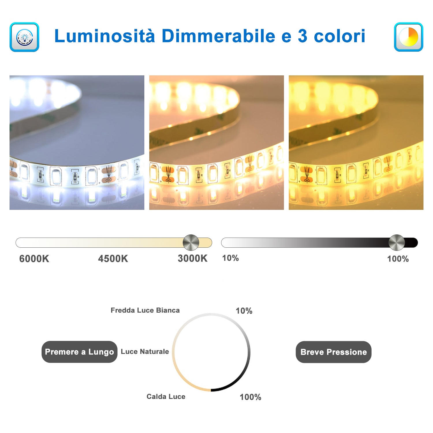 Aica Specchio Bagno Rotondo 70/80cm con LED, Tocco Intelligente, Anti-appannamento, Dimmerabile 3 Colori 3000K-6000K, Altoparlante Bluetooth, IP44 Impermeabile e Antiumidità, Certificazione CE, Retroilluminato
